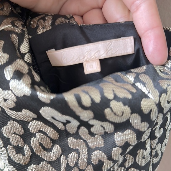 HUTCH Anthropologie Twiggy Gold Animal Print Halter Dress - Picture 9 of 11